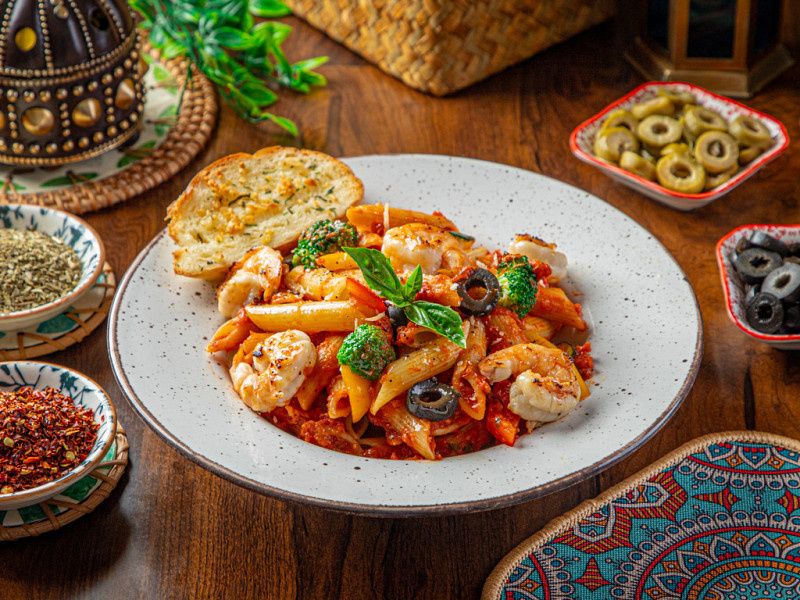 Prawns Penne Pasta In Arrabiata Sauce