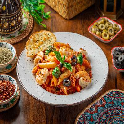 Prawns Penne Pasta In Arrabiata Sauce