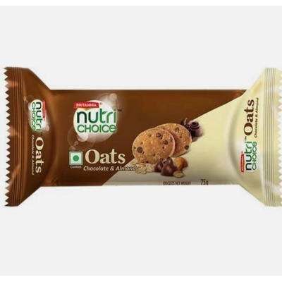 Britannia Nutri Choice Oats Chocolate & Almond Biscuit 75gm