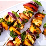 Paneer Tikka On Skewers With Red & Yellow Capsicum - (Bake / Pan Grill / Saute / Bbq) - Aprx 12 Skewers - 450 Gms