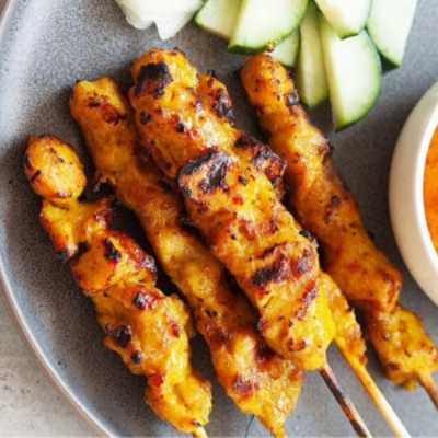 Thai Chicken Satay - (Bake / Pan Grill / Saute / Bbq) - 450 Gms - Appx. 12 Skewers