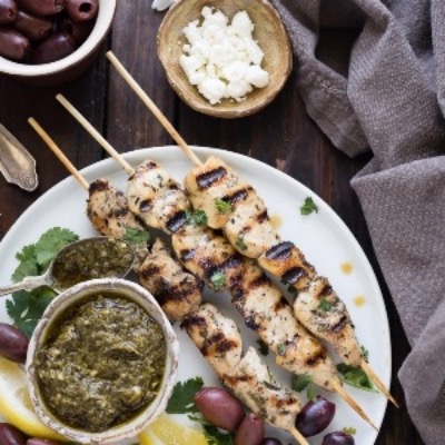 Italian Pesto Chicken Skewers - (Bake / Pan Grill / Saute / Bbq) - 450 Gms - Appx. 12 Skewers