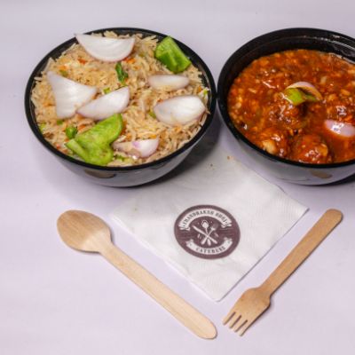 Veg Fried Rice With Manchurian Gravy And Pepsi