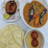 Sambar Rice, Fish Fry, Sweet Combo