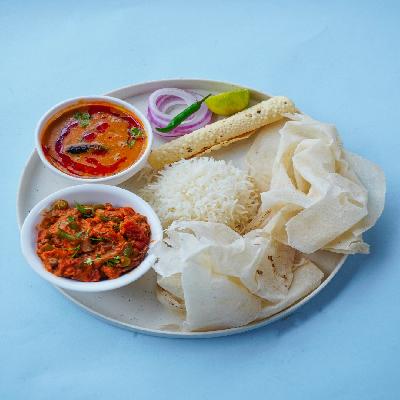 Paneer Rumali Roti & Rice Thali