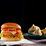 Korean Honey Sriracha Veggie Burger + Veg Momos (Steamed) - 6pcs