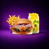 Crispy Fried Chicken Strips Burger+ Fries (Small)+ Mint Mojito