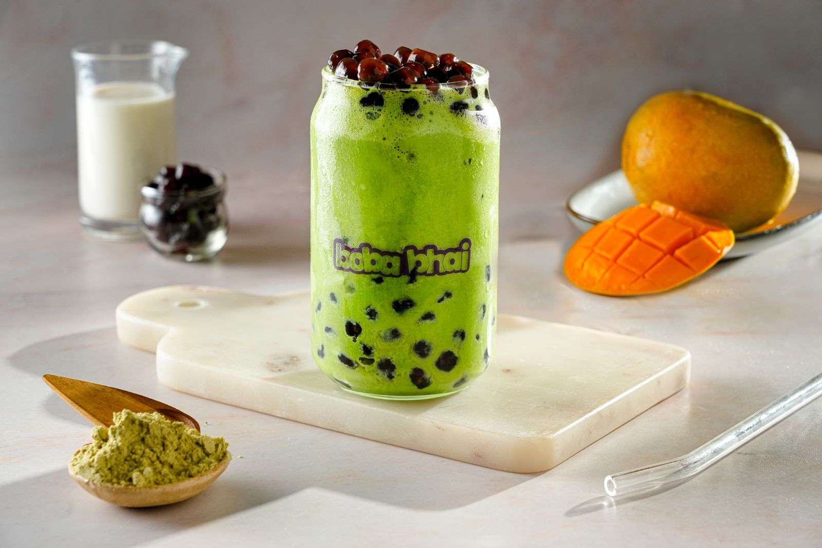 Mango Matcha bubble tea