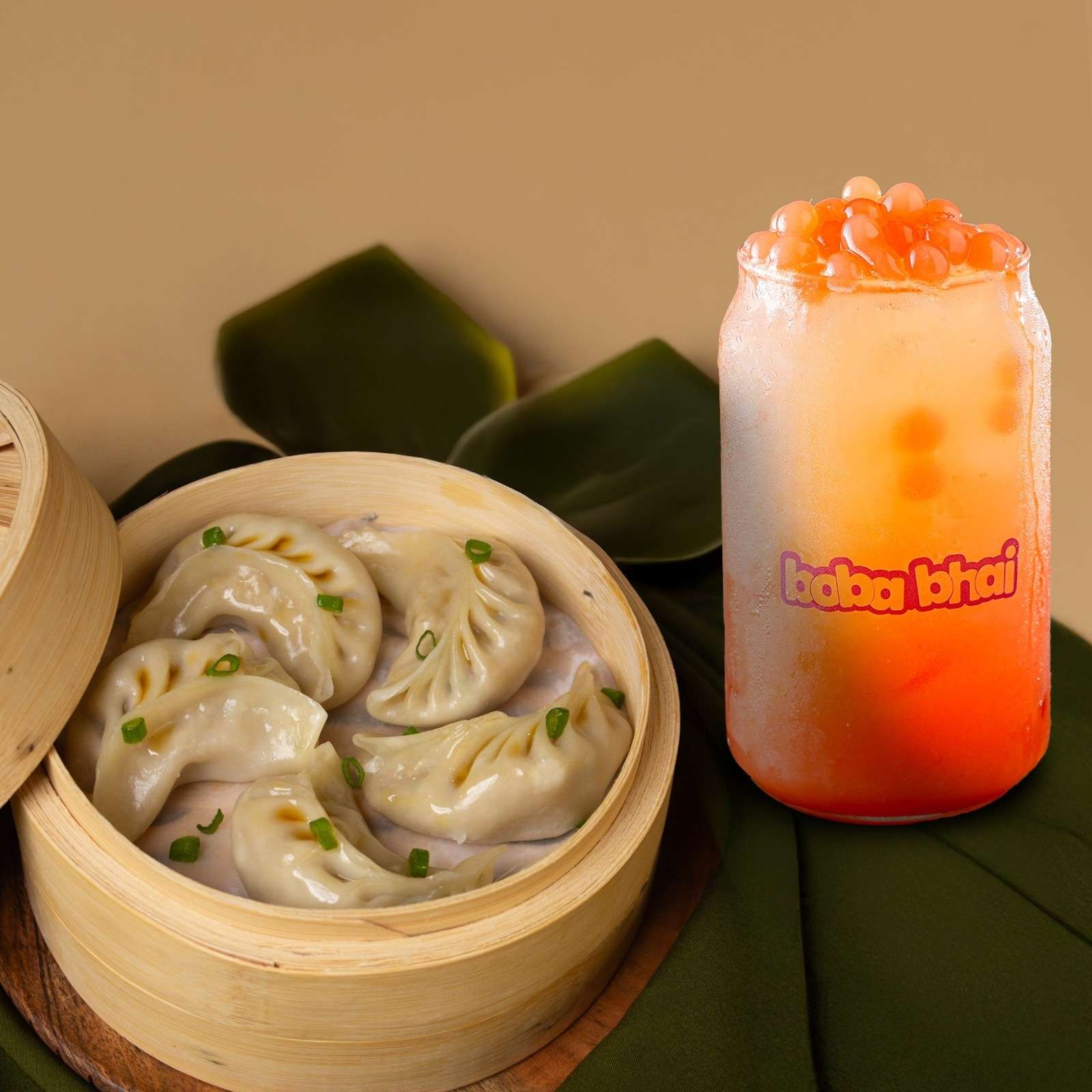Steamed Veg Momos 6 Pcs + Iced Bubble Tea