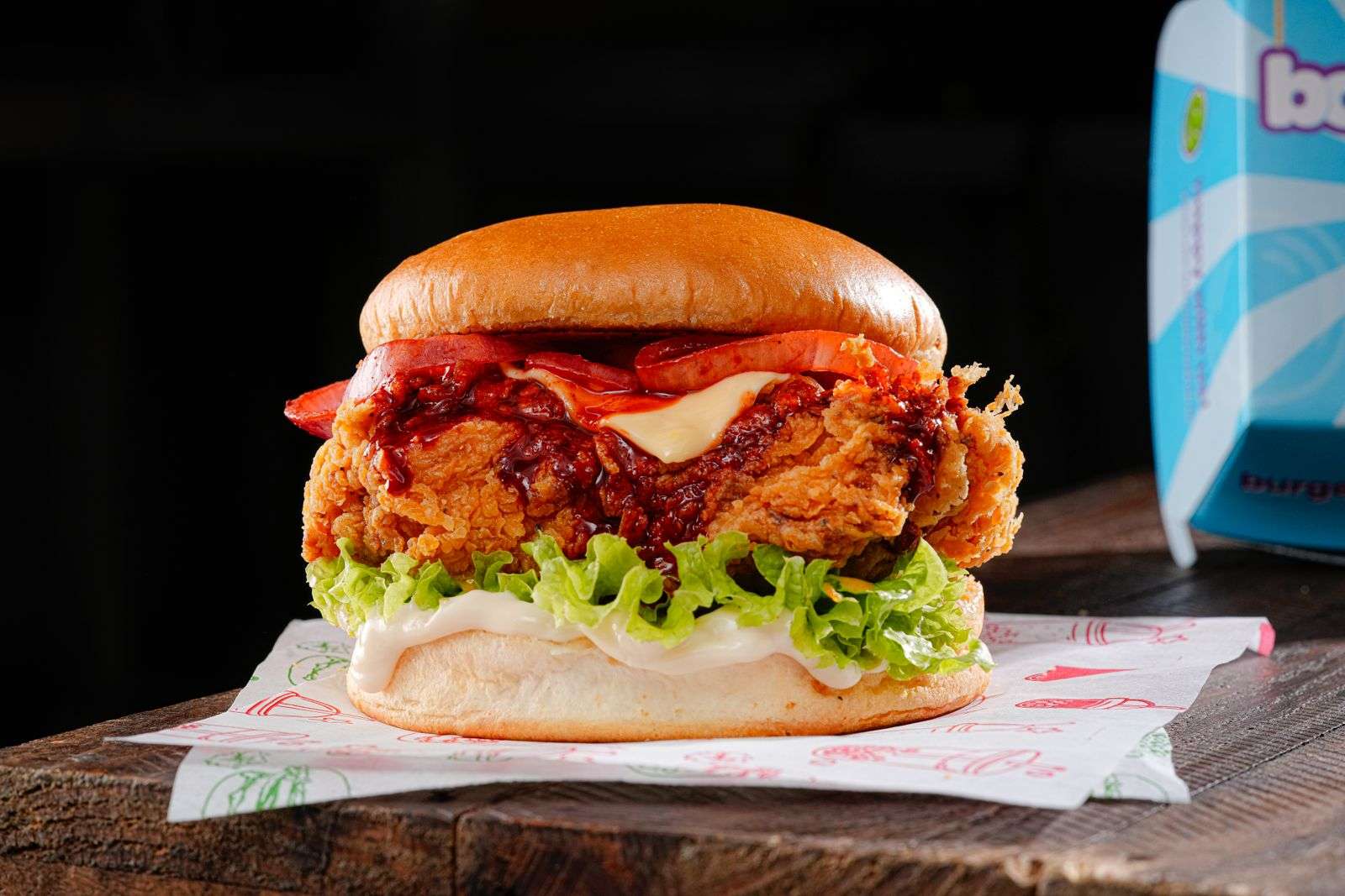 Korean Honey Gochujang Chicken Burger