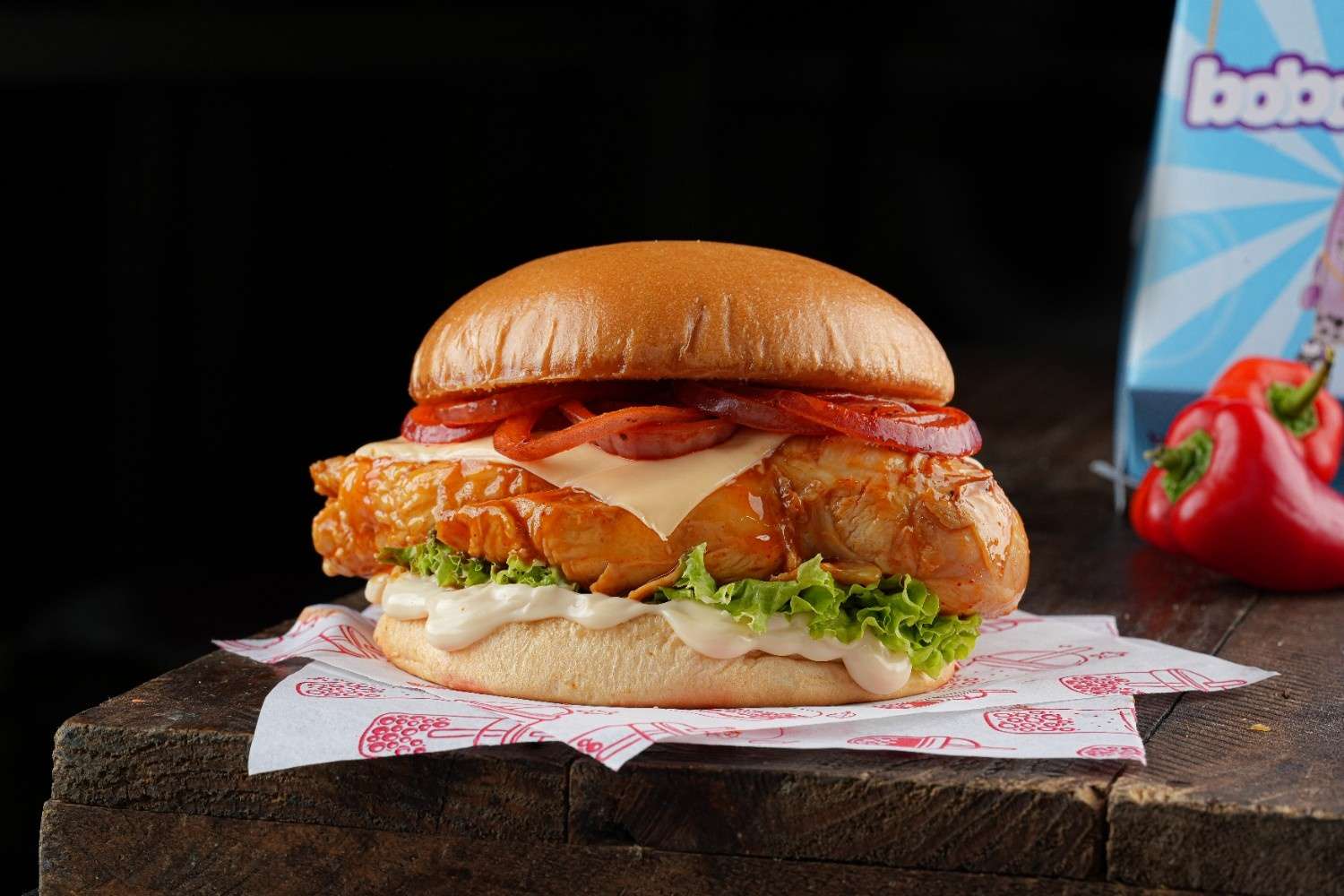 Mango Habanero Fried Chicken Burger