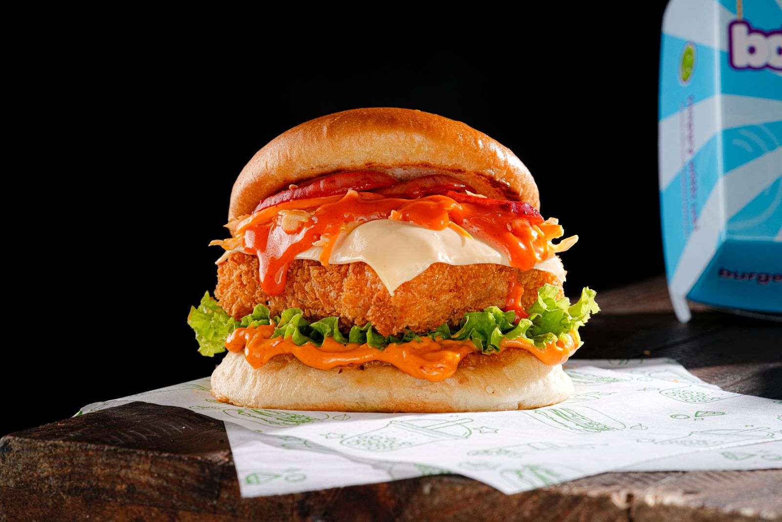 Buffalo Sauce Paneer Burger