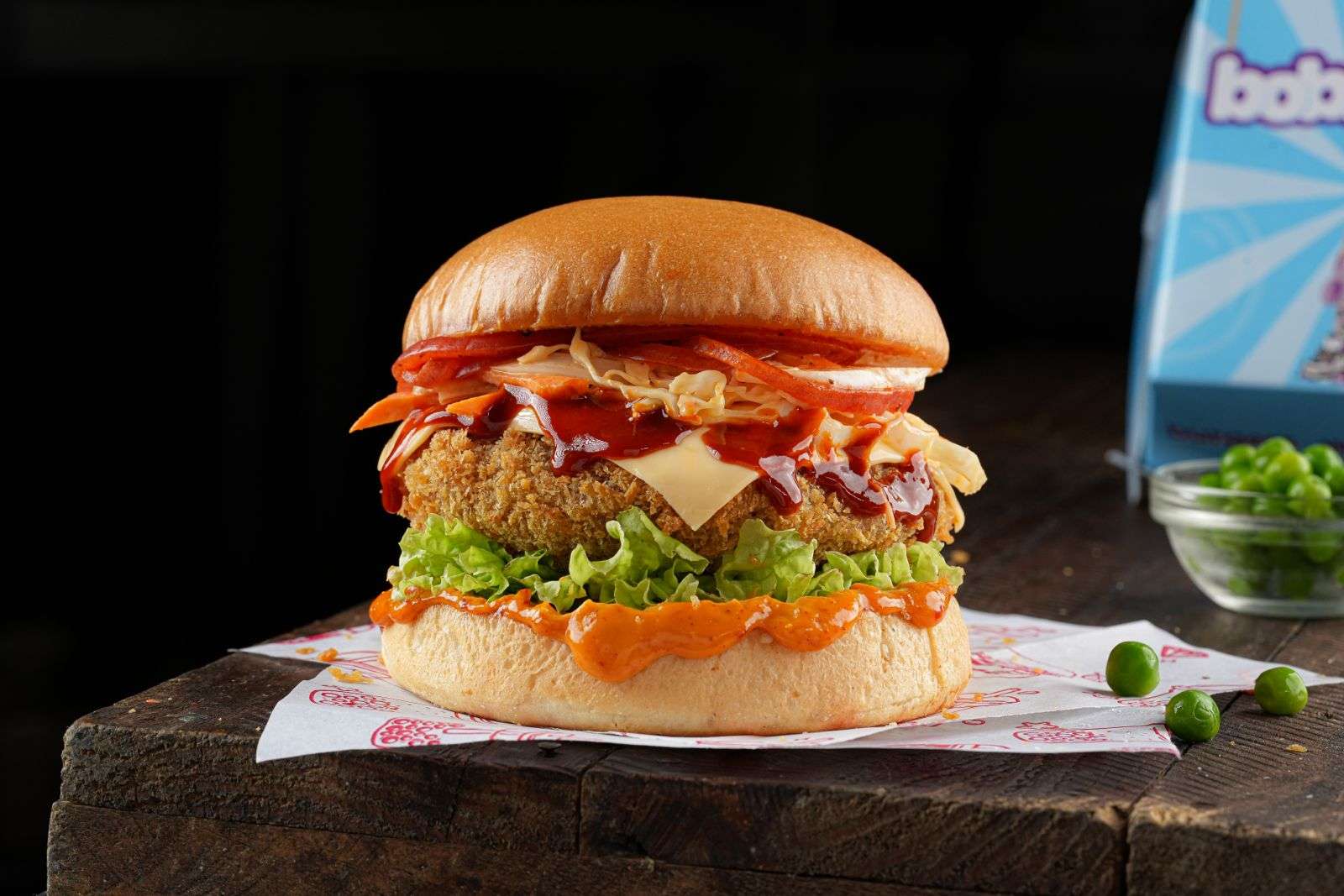 Korean Honey Gochujang Veggie Burger ((Its extra Spicy)