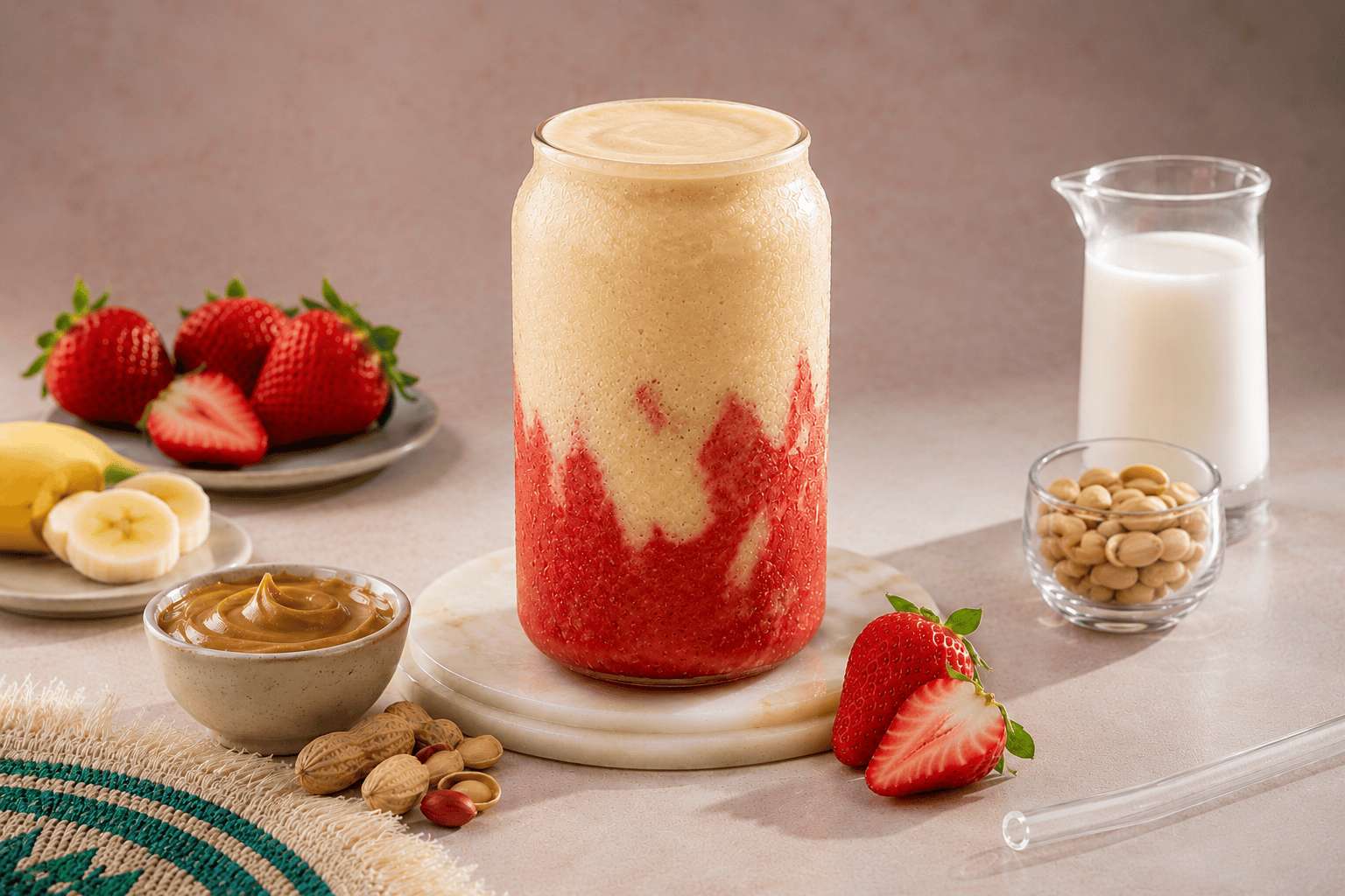 Peanut butter and strawberry smoothie