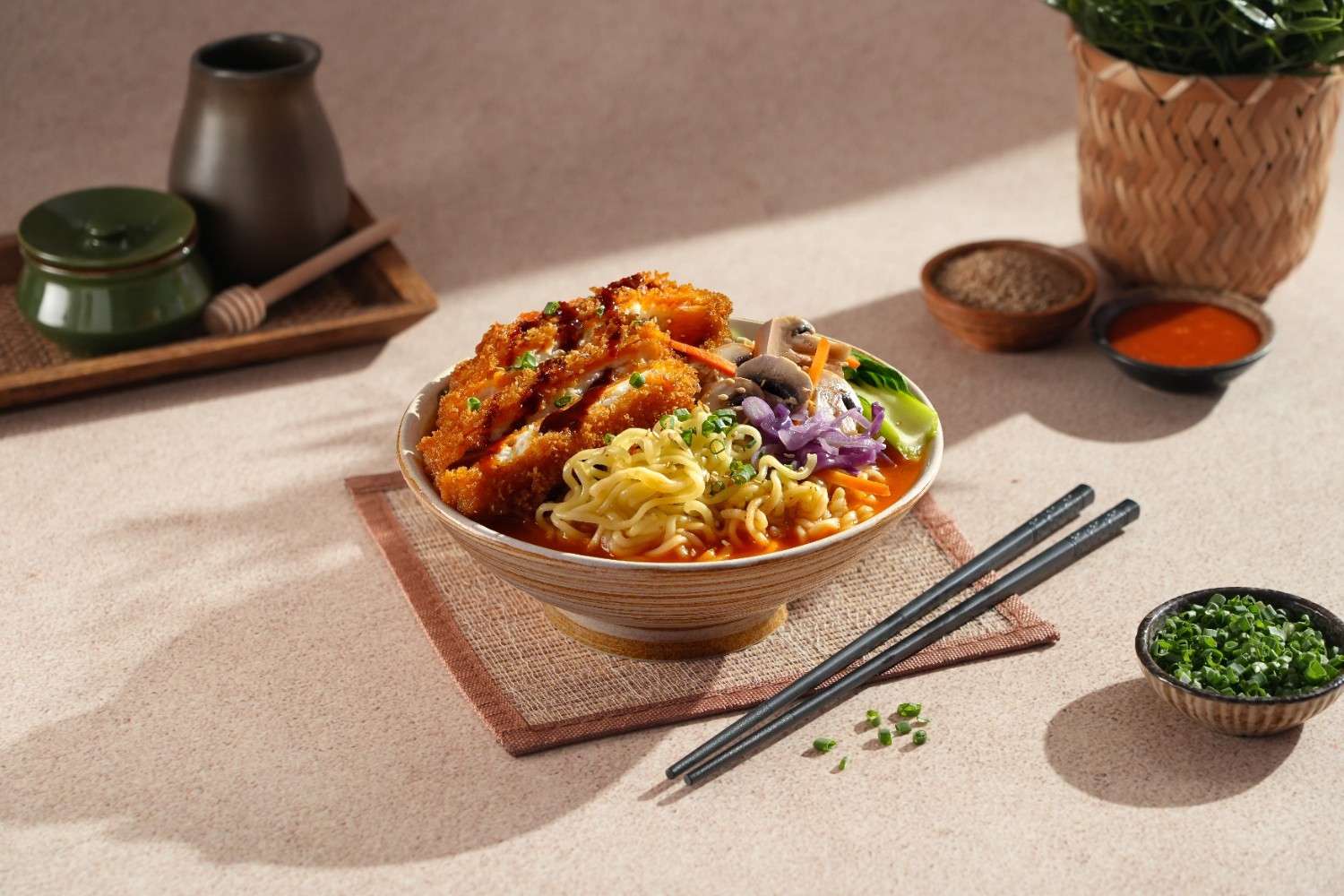 Korean Fried Paneer Ramen Bowl