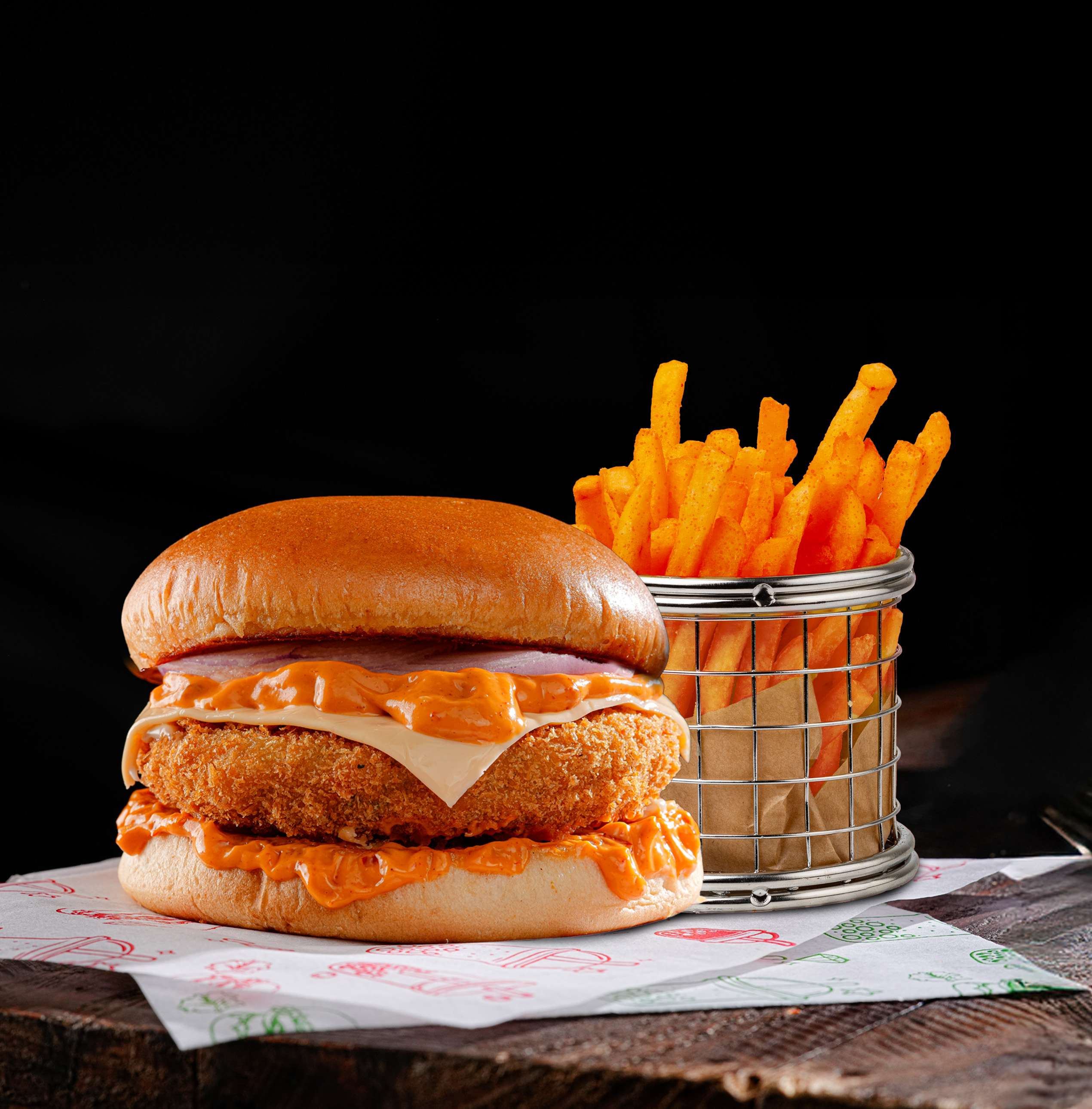 The OG Veggie Burger + Peri Peri Fries