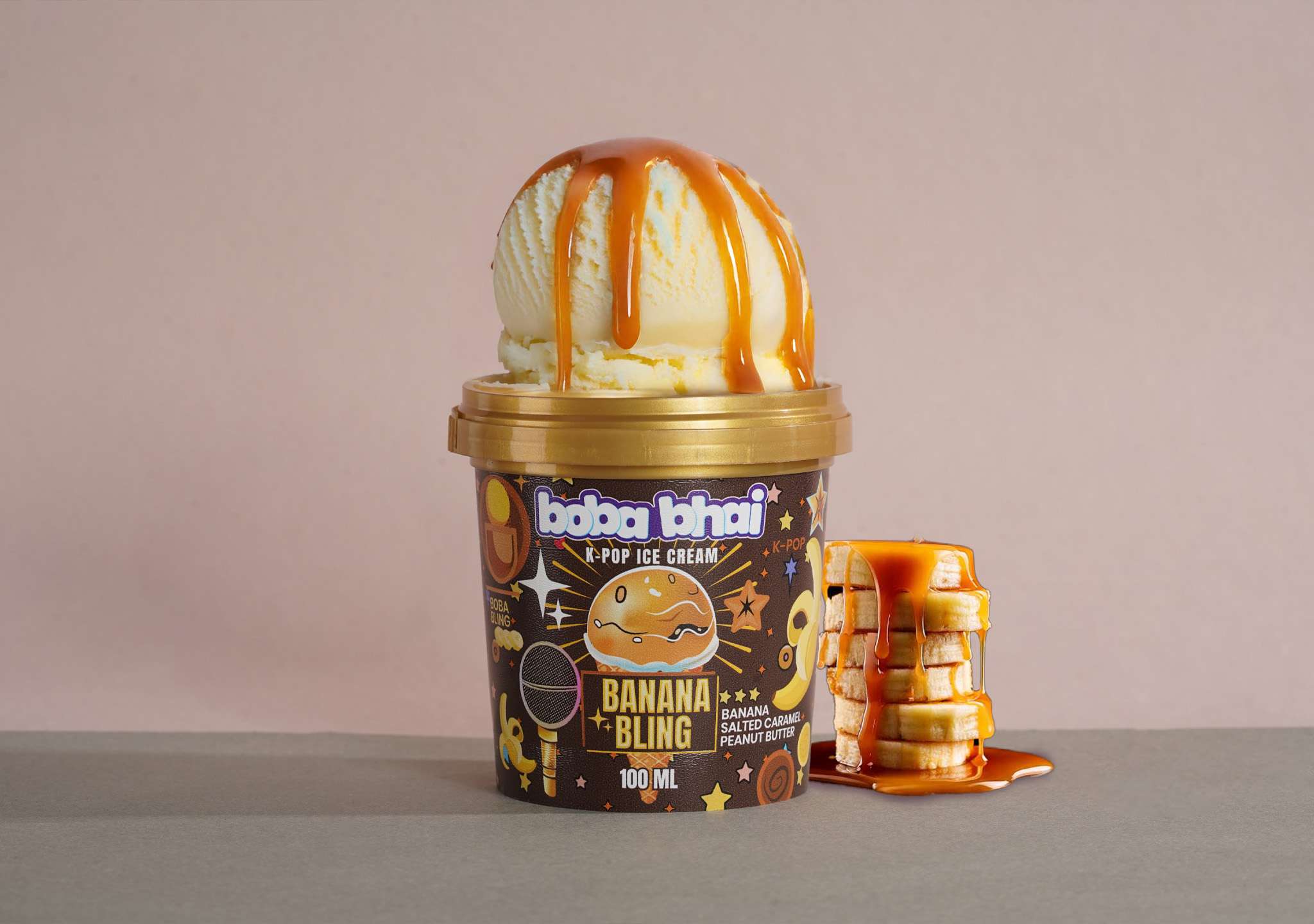 Korean K-Pop Banana Bling Ice Cream - 100 ml Cup