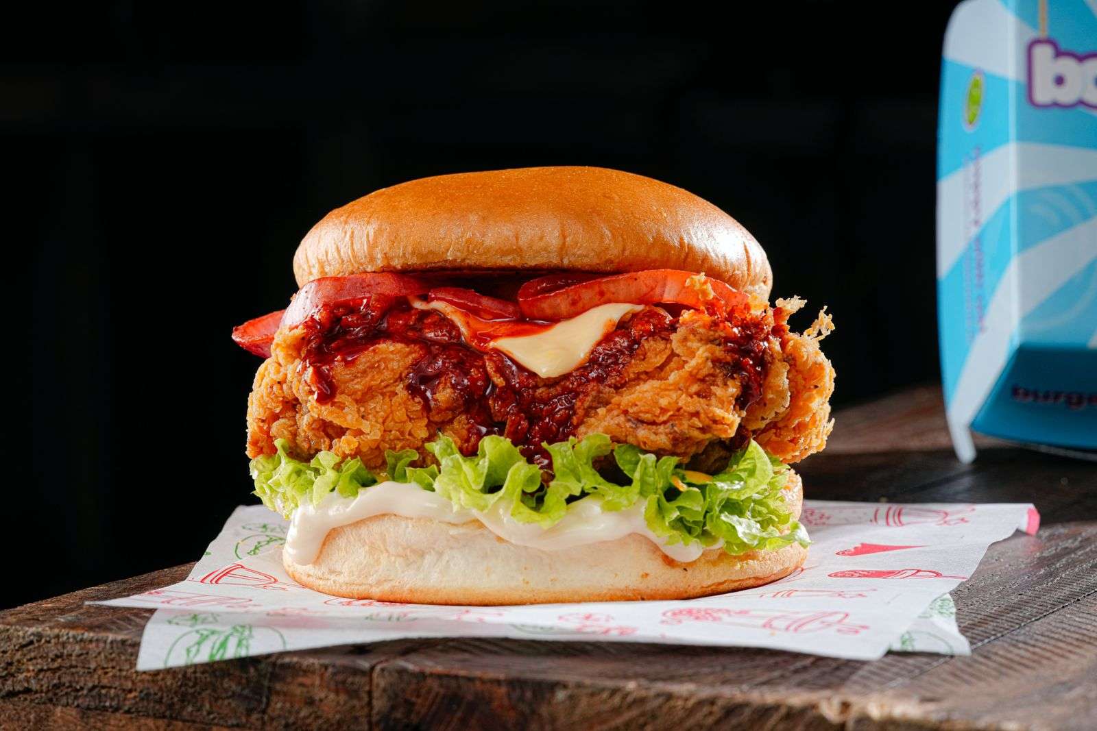 Korean Honey Gochujang Chicken Burger