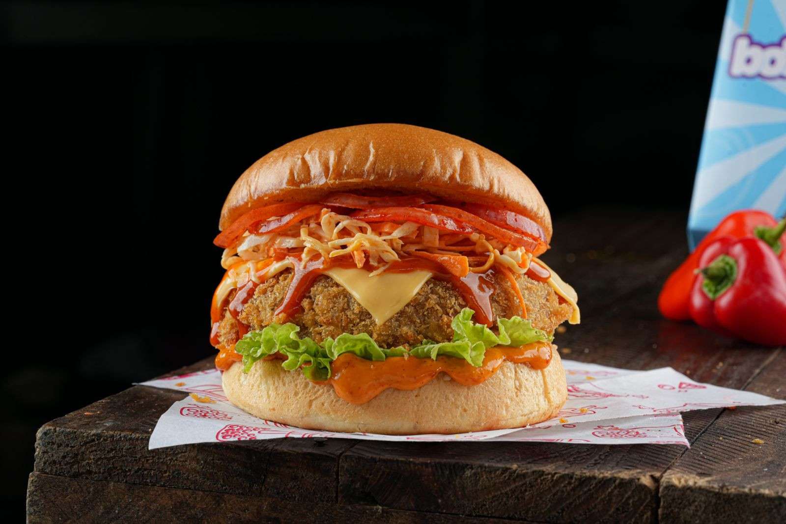 Korean Honey Gochujang Veggie Burger (Its extra Spicy)