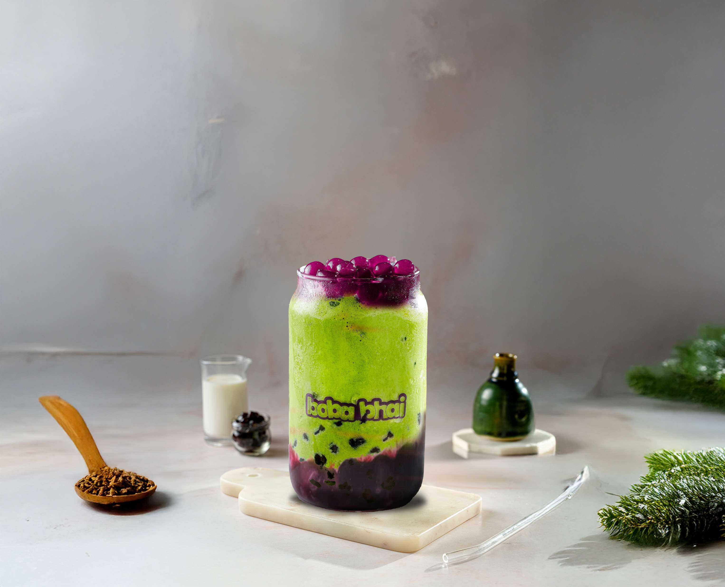 Blueberry Matcha Bubble tea