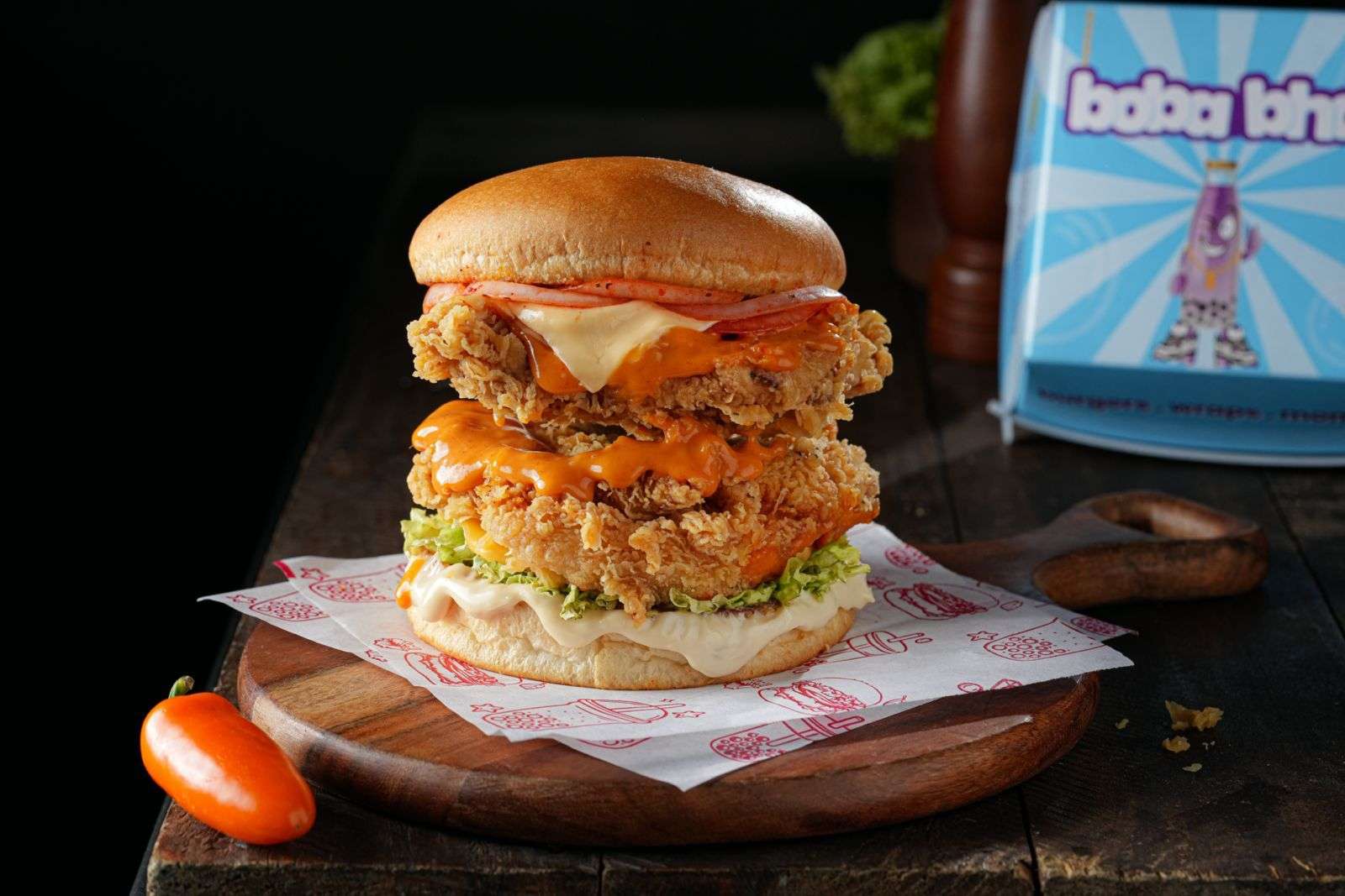 Double Bami Fried Chicken Burger