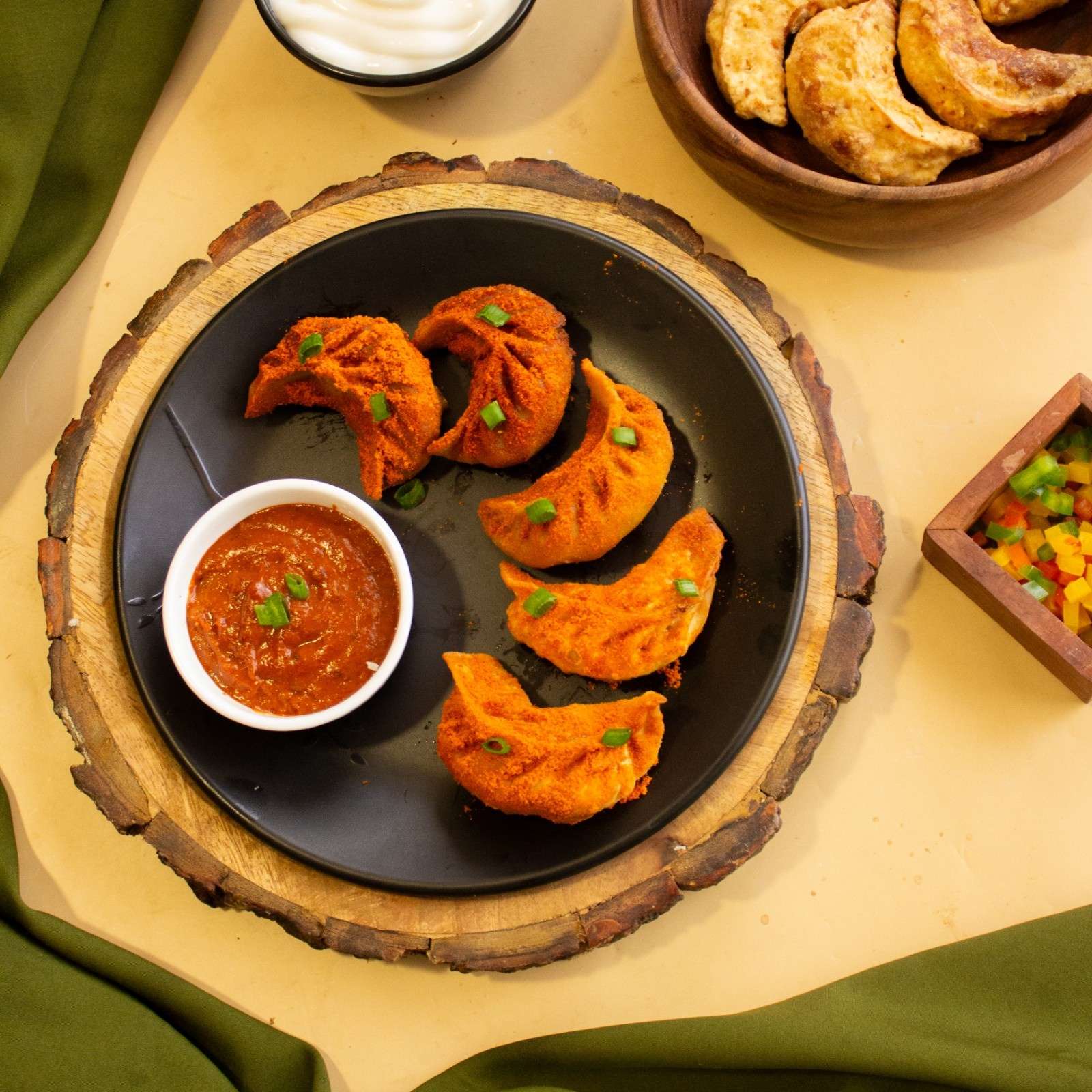 Veg Momos (Fried) -  6pcs