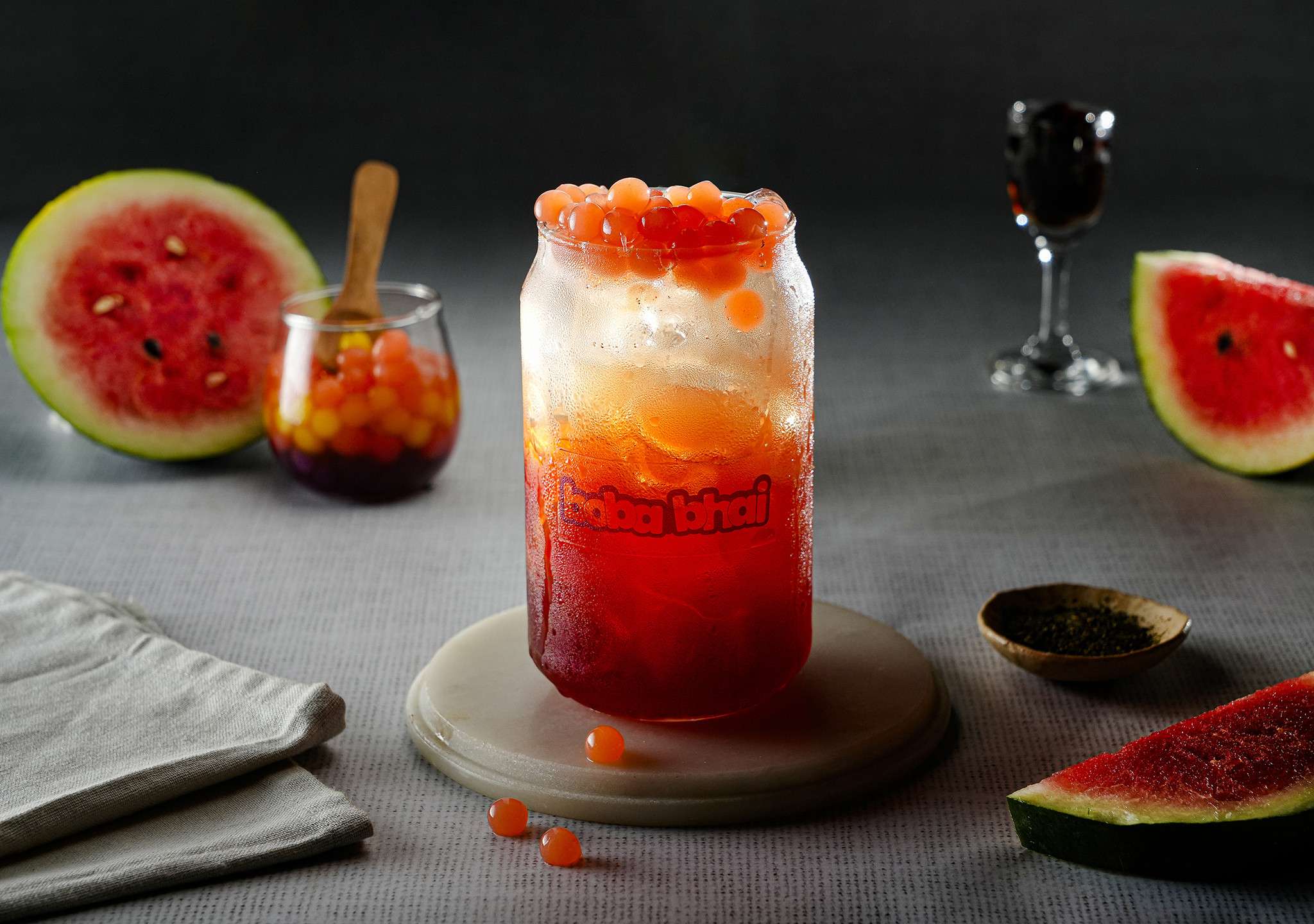 Water Melon Iced Tea with Bubbles