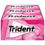 TRIDENT BUBBLEGUM SUGAR FREE GUM 90