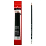 FABER CASTELL 10 BLACK MATT ERASER TIP PENCILS