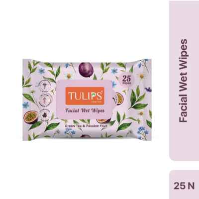 TULIPS FACIAL WET WIPES GREEN TEA& PASSION FRUIT