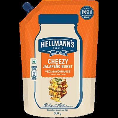 HELLMANNS CHEEZY JALAPENO BURST VEG MAYONAISE 300G
