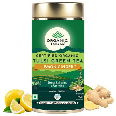ORGANIC INDIA TULSI GREEN TEA LEMON GINGER 100G