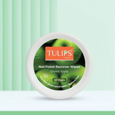 TULIPS NAIL POLISH REMOVER GREEN APPLE 30 WIPES