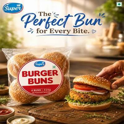 HF SUPER BURGER BUNS 225G
