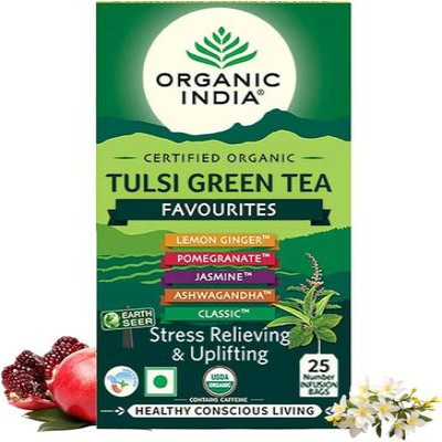 ORGANIC INDIA TULSI GREEN TEA FAVOURITES 25 TEA B.
