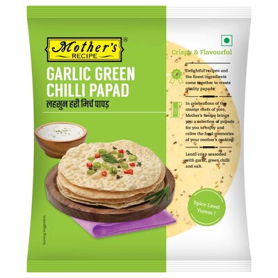 MOTHERS RECIPE GARLIC GREEN CHILLI PAPAD 90G