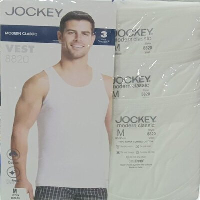 JOCKEY MODERN CLASSIC VEST (M )8820 WHITE SINGLE