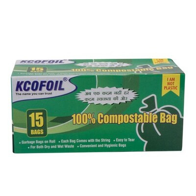 KCOFOIL COMPOSTABLE GARBAGE BAG 17*19 SMALL 15 BAG