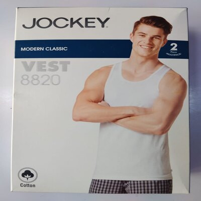 JOCKEY MODERN CLASSIC VEST WHITE M 8820 2PCS