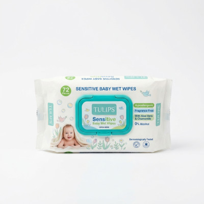 TULIPS SENSITIVE  BABY WET WIPES 72 PES