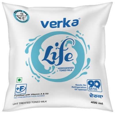 VERKA LIFE TONED MILK 450ML