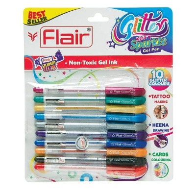 FLAIR GLITTER EXTRA SPARKLE GEL PEN 10