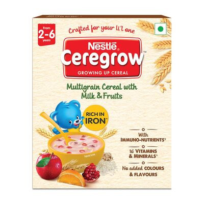 NESTLE CEREGROW M.GRAIN CEREAL MILK & FRUITS 2-6 Y