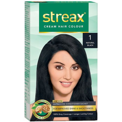 STREAX CREME HAIR COLOUR 1 NATURAL BLACK