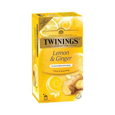 TWININGS LEMON GINGER TEA BAGS 25