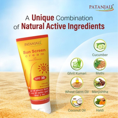 PATANJALI SUN SCREEN CREAM SPF 30 50GM