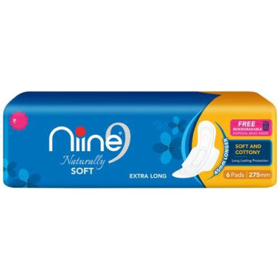 NINE NATURALLY SOFT EXTRA LONG 275MM 6 PADS