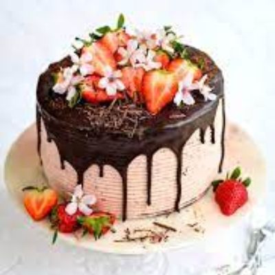 Dark Chocolate And Fresh Strawberry Cake