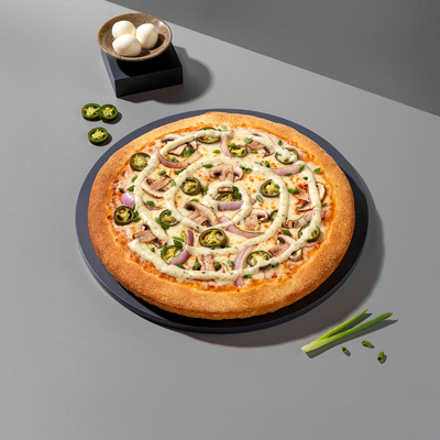 Hot Buffalo Veg Pan Pizza.