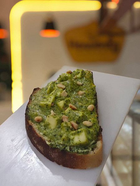 Sourdough Basil Pesto Panner Toast
